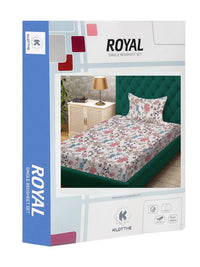 KLOTTHE Pink Floral Printed Flat 300 TC Single Cadar Halus Dengan Sarung Bantal