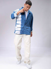 The Indian Garage Co Men Tie and Dye Denim Jacket with Patchwork