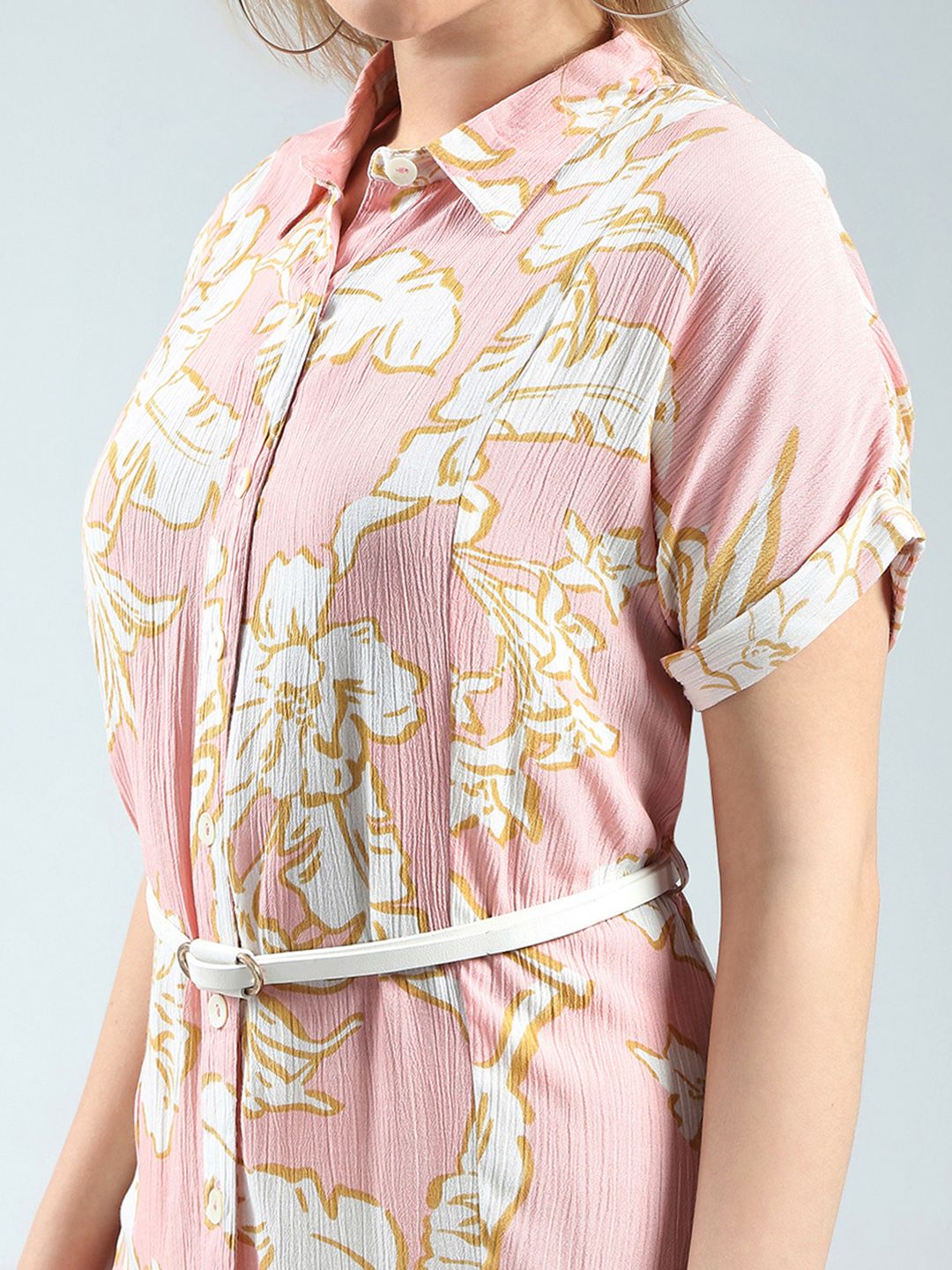 Monte Carlo Floral Print Belted Shirt Dress