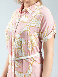 Monte Carlo Floral Print Belted Shirt Dress