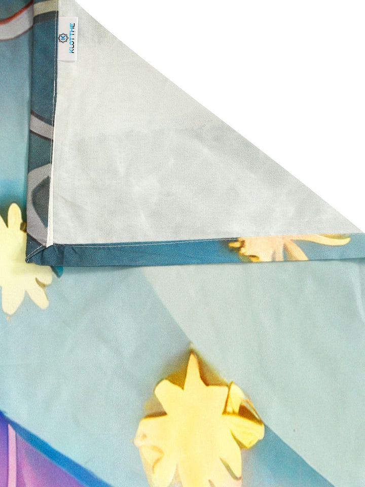 KLOTTHE Blue Cartoon Characters Polycotton Regular 300 TC Single Fine Bedsheets