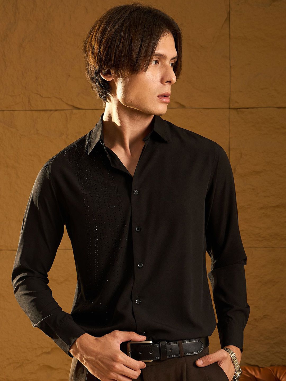 DENNISON Men Smart Spread Collar Solid Party Shirt