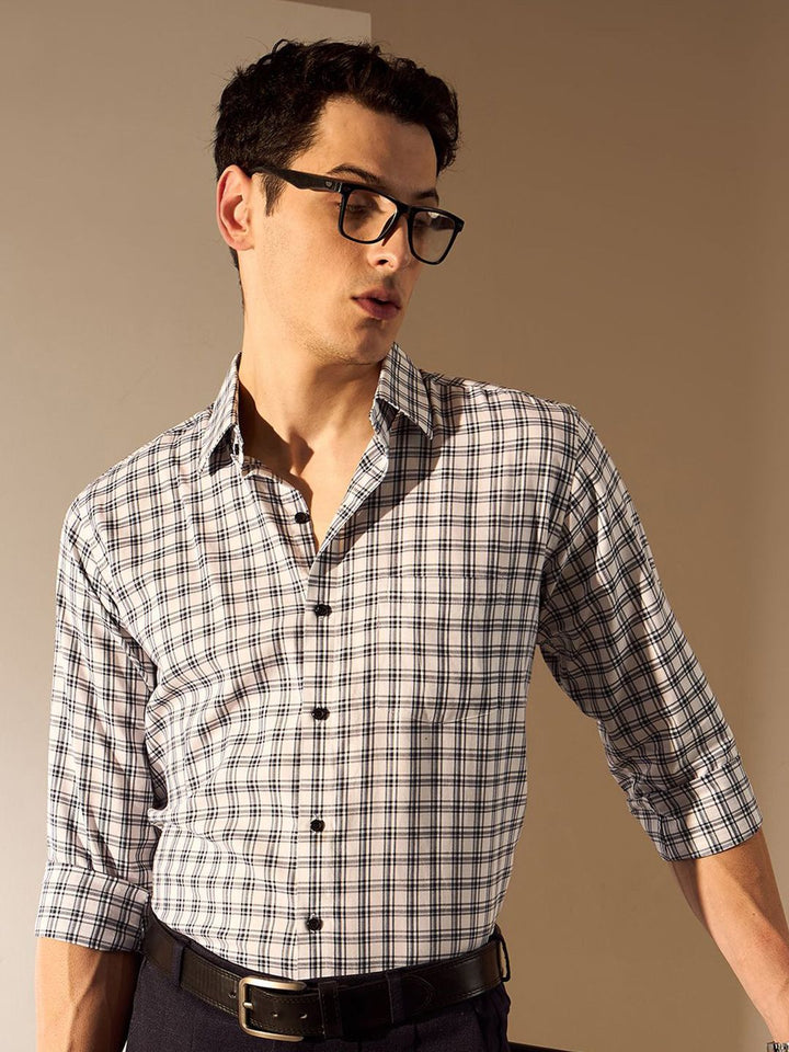 DENNISON Men Smart Opaque Checked Formal Shirt