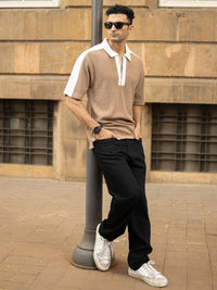 Powerlook Men Polo Collar Drop-Shoulder Sleeves Oversized T-shirt
