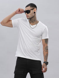 ADRO Lelaki Solid V-Neck Cotton T-shirt