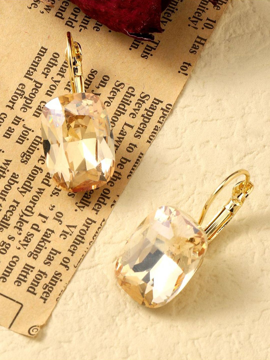 SALTY Gem Stone Studded Contemporary Celestial Drop Earrings