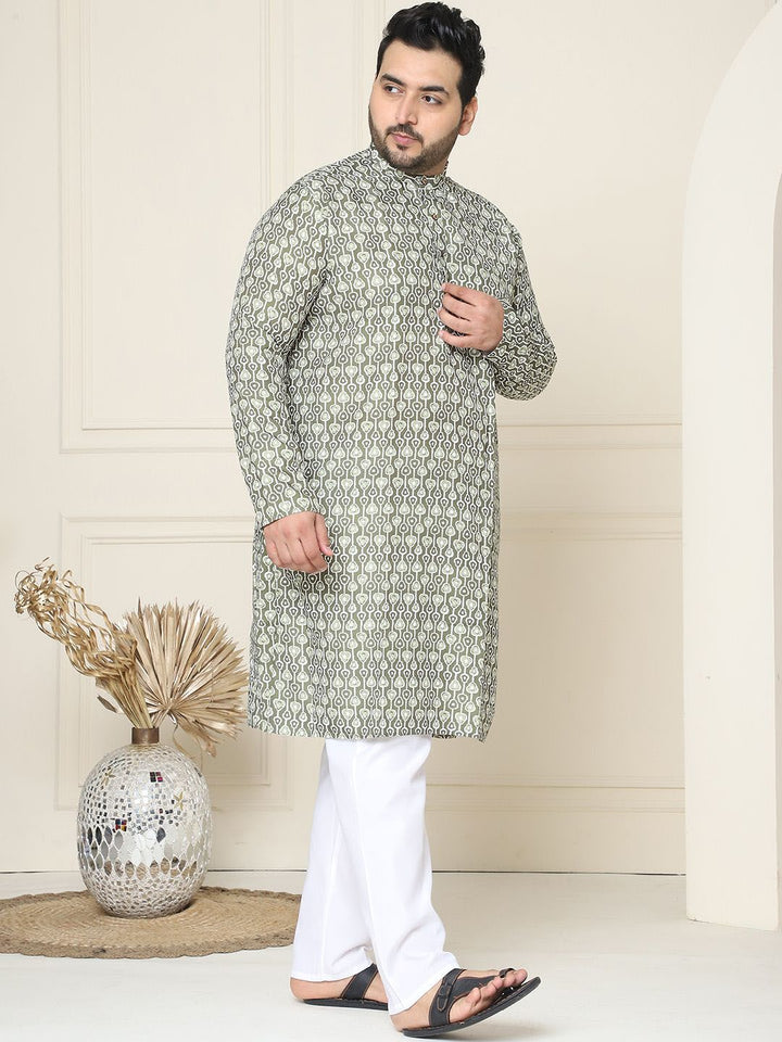 SOJANYA PLUS Floral Printed Mandarin Collar Pure Cotton Straight Kurta with Pyjamas