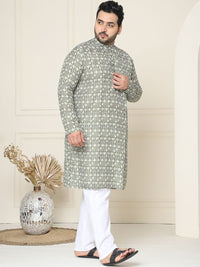 SOJANYA PLUS Floral Printed Mandarin Collar Pure Cotton Straight Kurta with Pyjamas