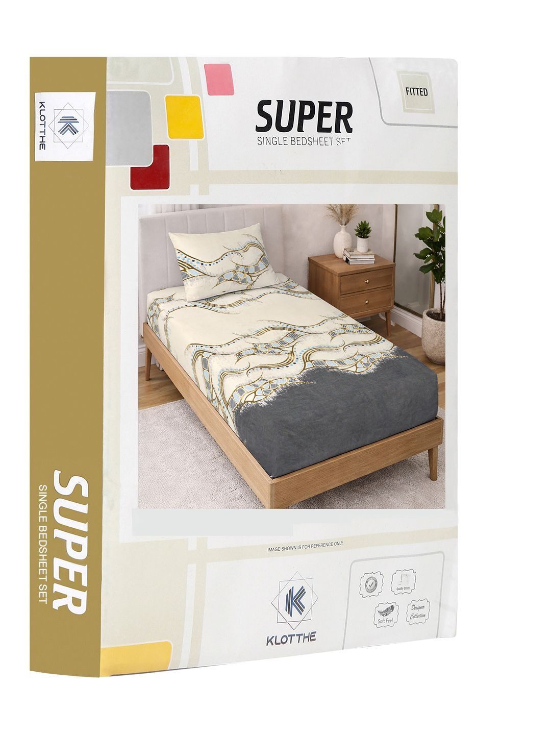 KLOTTHE Cream Abstract Printed 300 TC Single  Bedsheets