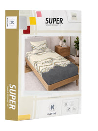 KLOTTHE Cream Abstract Printed 300 TC Single  Bedsheets