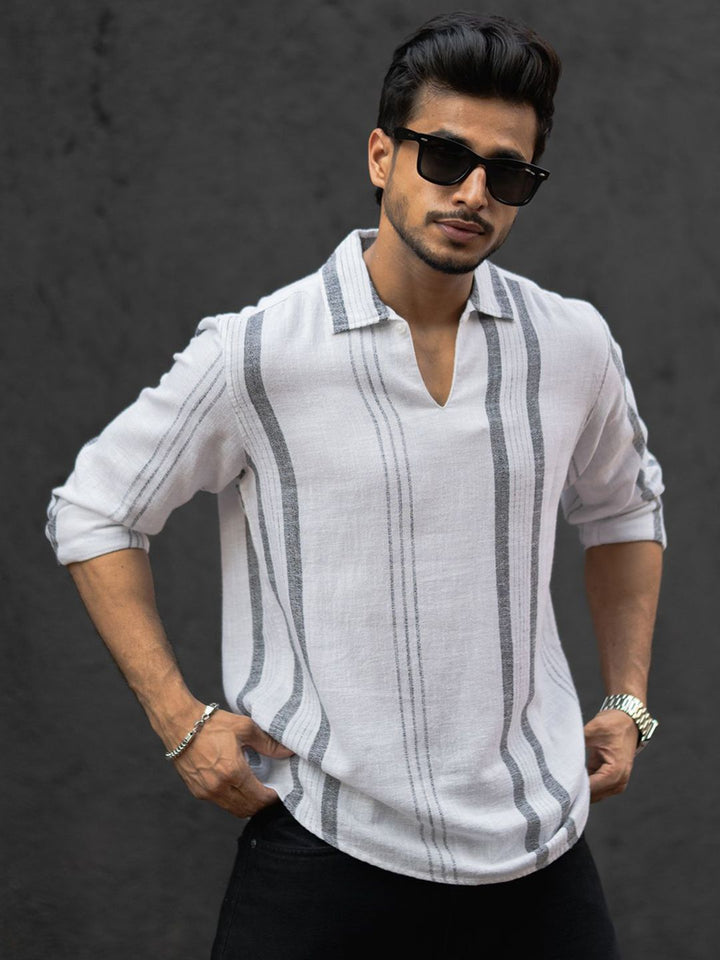 Powerlook Men Opaque Striped Casual Shirt