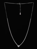 PANASH 925 Sterling Silver Rhodium-Plated CZ-Studded Heart Necklace