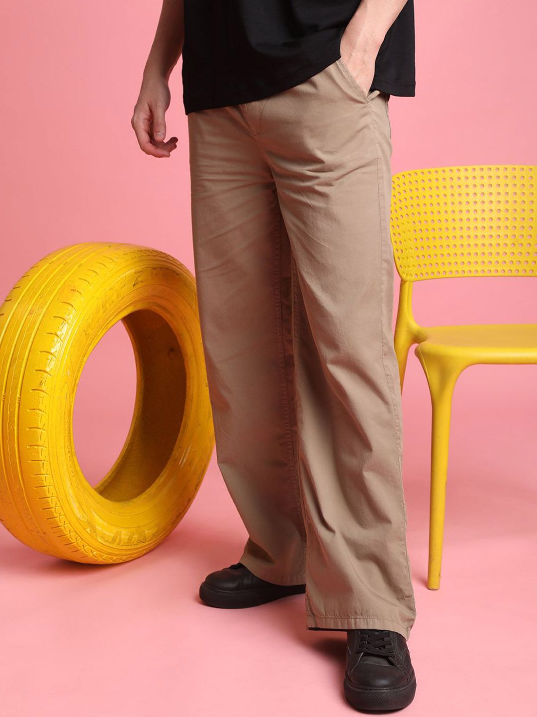 Bene Kleed Men Wide Leg Chino Trousers