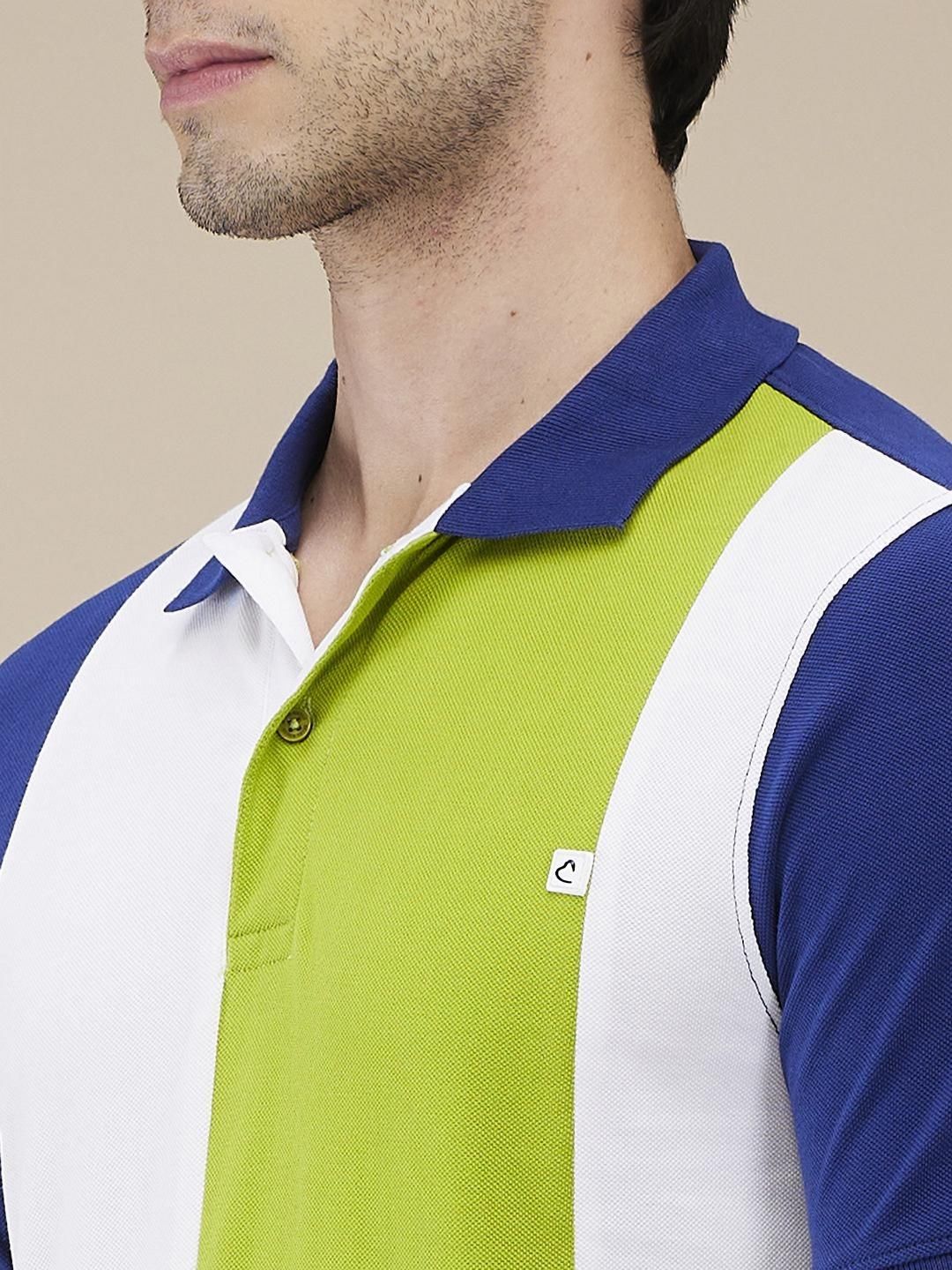Being Human Men Colourblocked Polo Collar Cotton Slim Fit T-shirt