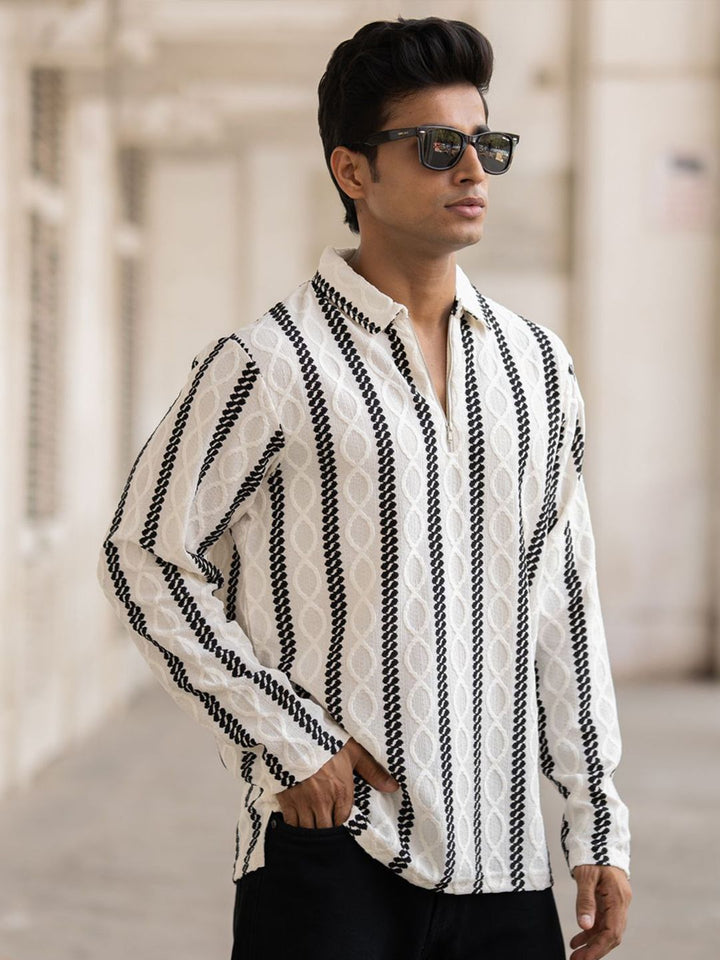 Powerlook Men Opaque Striped Casual Shirt