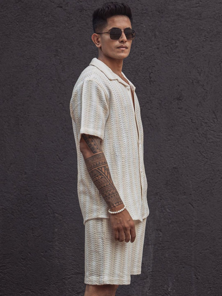 Powerlook Striped Shirt With Shorts