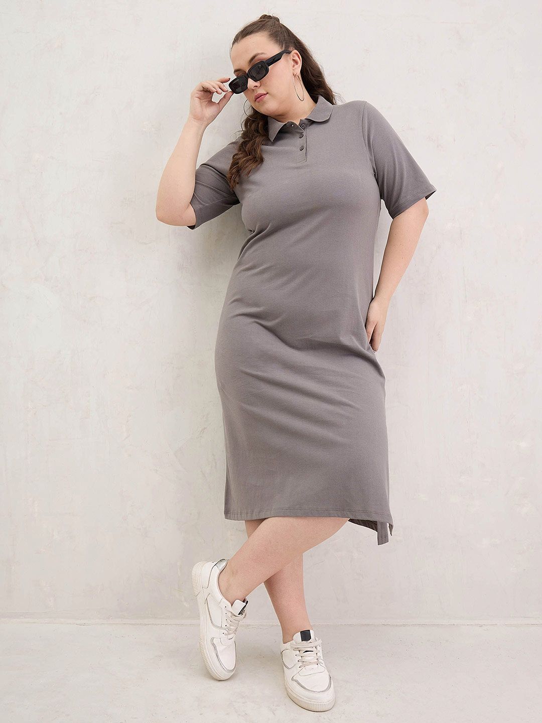 SASSAFRAS Curve T-shirt Midi Dress