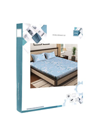 Myntra Elegant Homes Blue Printed Pure Cotton 400 TC Fitted King Bedsheet Set 2.5m x 2.25m