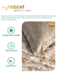 MYTRIDENT Celebration Off White Printed Pure Cotton 144 TC Queen Bedsheet Set 2.28 m x 2.54 m