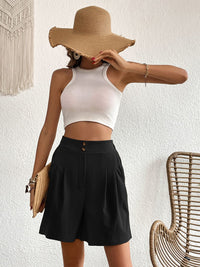 DressBerry Women High-Rise Pleated Shorts
