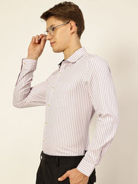 Thomas Scott Men Smart Cutaway Collar Vertical Striped Cotton Formal Shirt