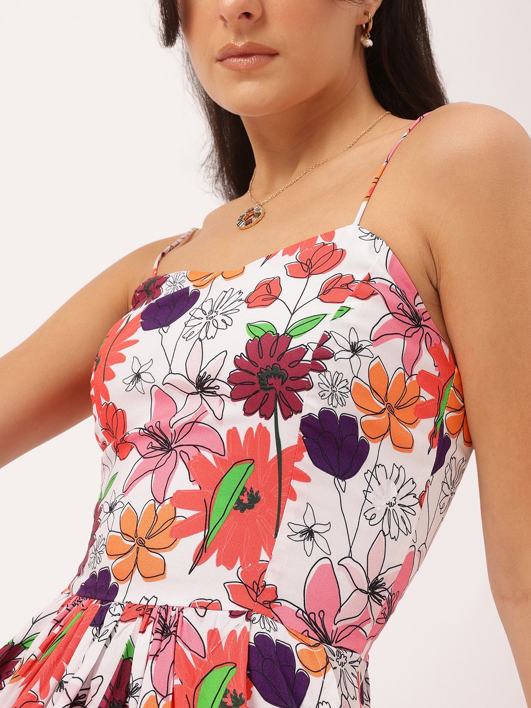 DressBerry Blooming Beautiful Floral Print Strappy Mini A-line Dress
