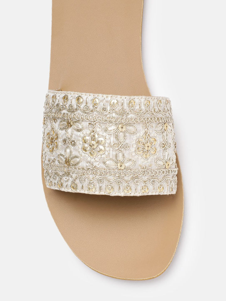 Anouk Women Embellished Open Toe Flats with Embroidered Detail