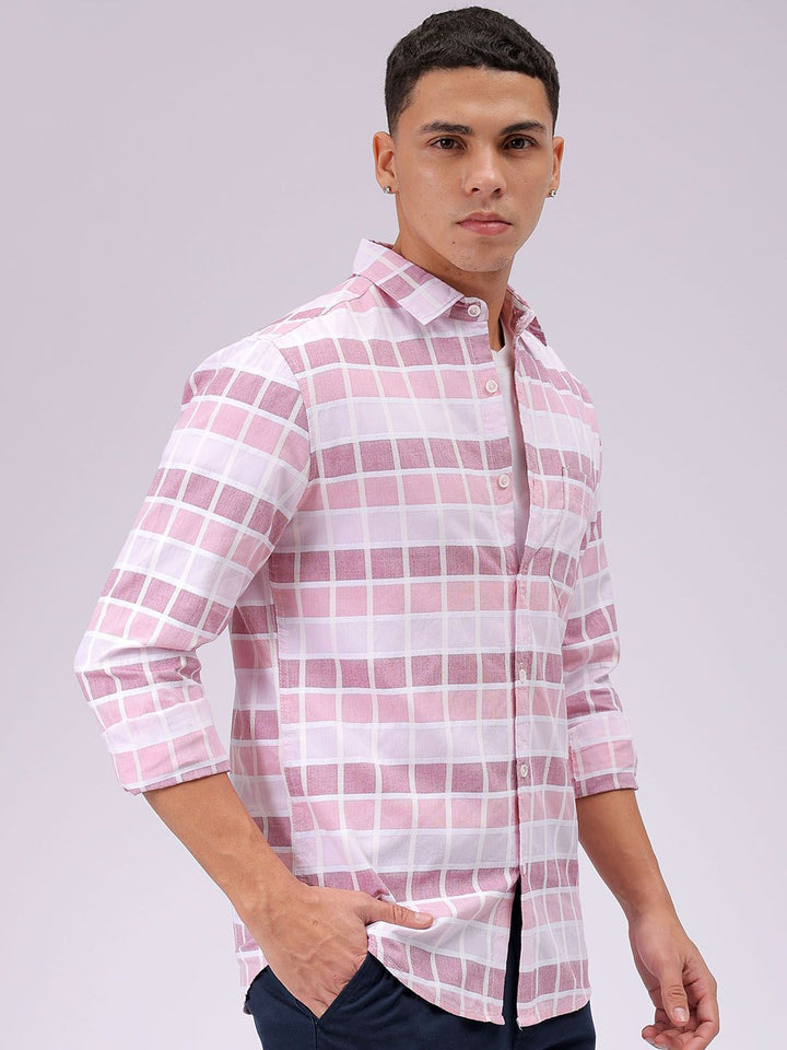 The Indian Garage Co Slim Fit Checked Pure Cotton Casual Shirt