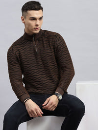 Monte Carlo Men Self Design High Neck Cotton Pullover Sweater