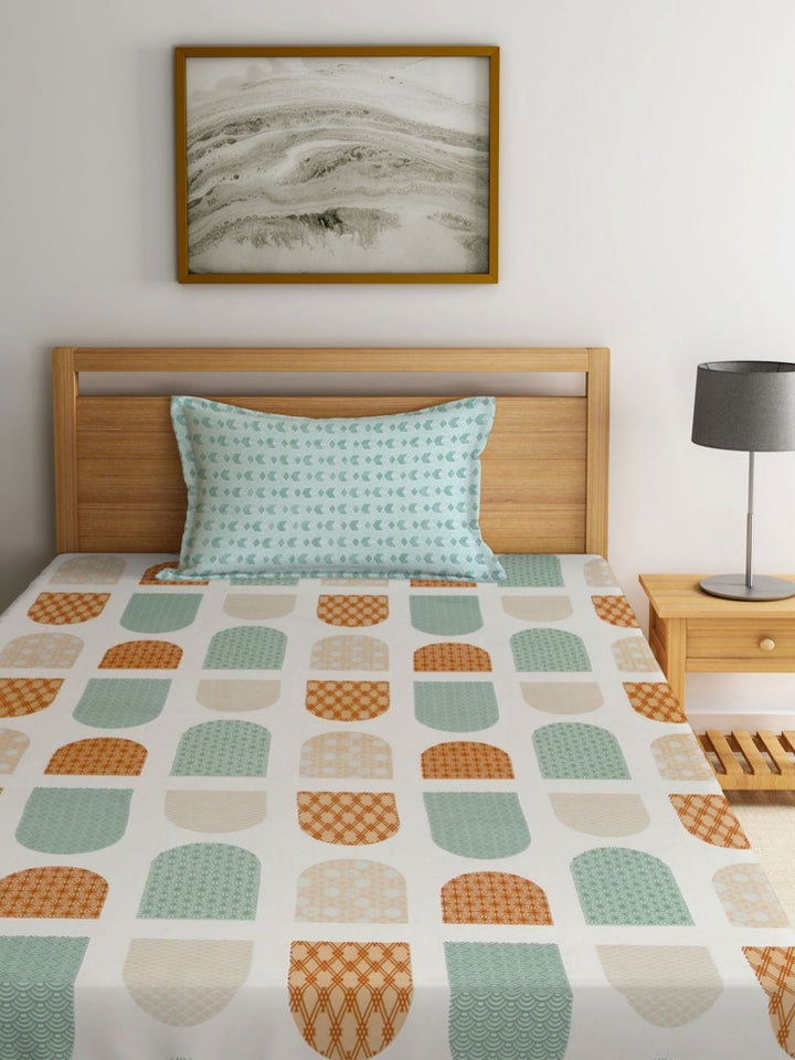Myntra Elegant Homes Cream Printed 300 TC Single Bedsheet Set-2.20 m x 1.50 m