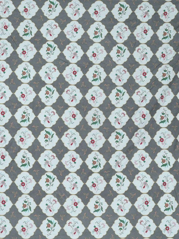 Myntra Elegant Homes Grey Floral Printed 300 TC Fitted King Bedsheet Set 2.70 m x 2.70 m