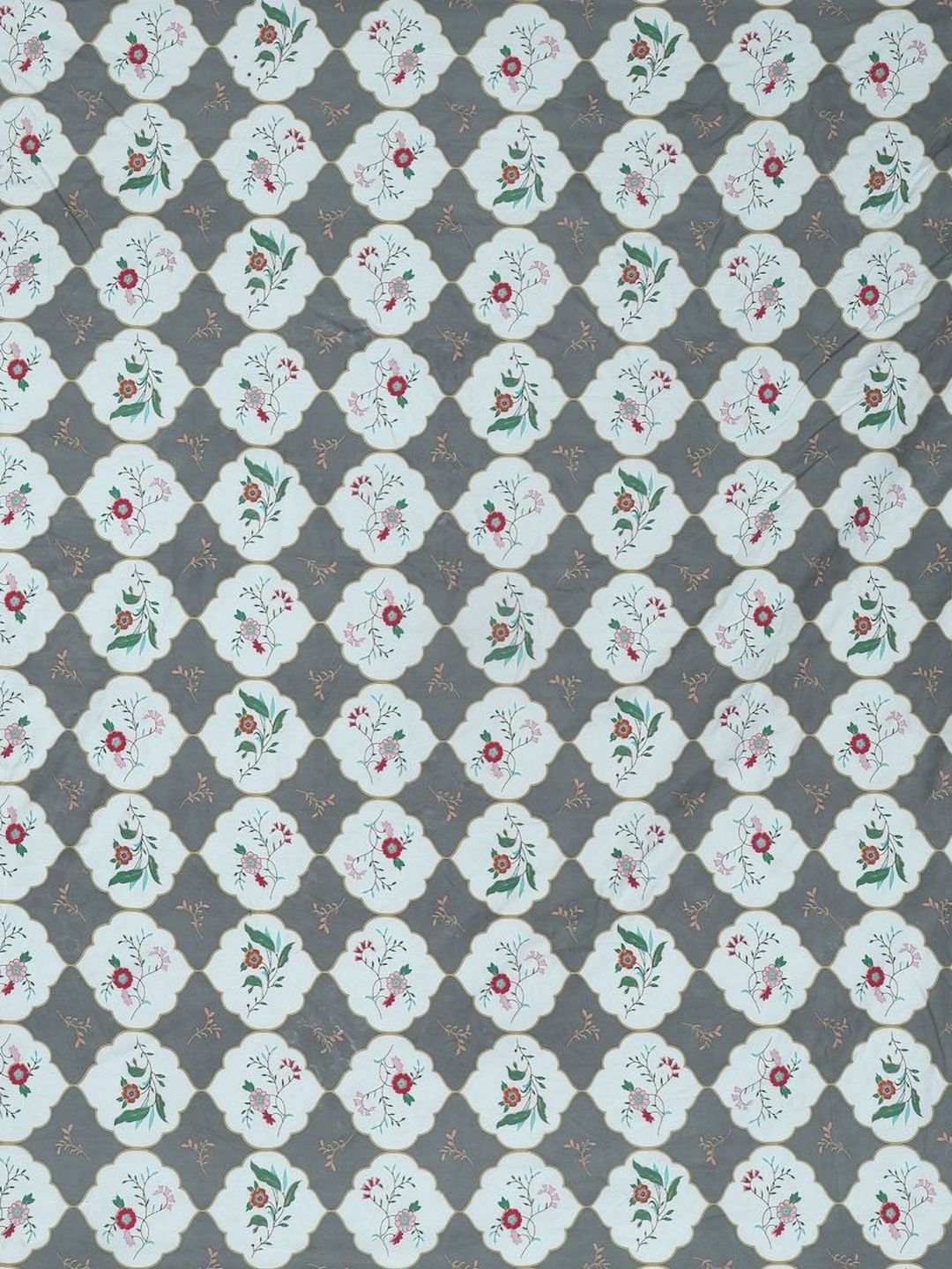 Myntra Elegant Homes Grey Floral Printed 300 TC Fitted King Bedsheet Set 2.70 m x 2.70 m