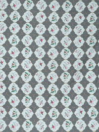 Myntra Elegant Homes Grey Floral Printed 300 TC Fitted King Bedsheet Set 2.70 m x 2.70 m