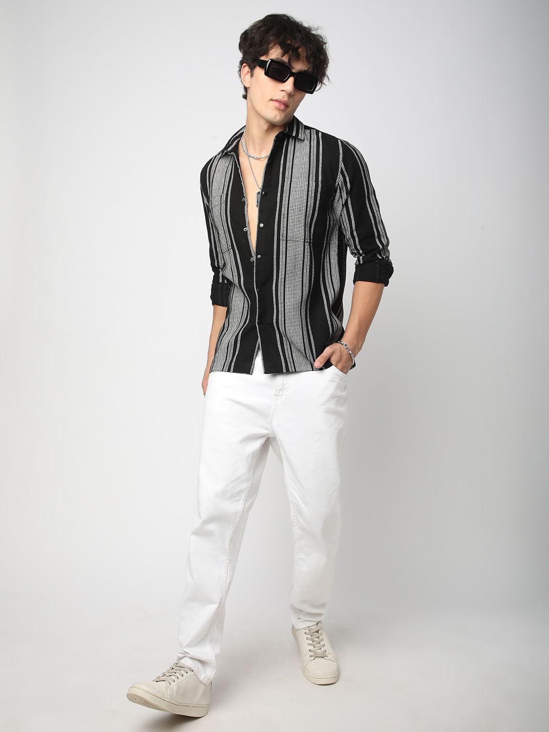 VASTRADO Men Classic Spread Collar Multi Striped Cotton Slim Fit Casual Shirt