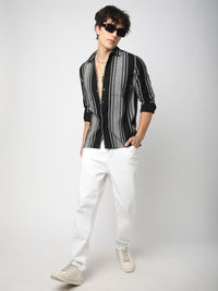 VASTRADO Men Classic Spread Collar Multi Striped Cotton Slim Fit Casual Shirt