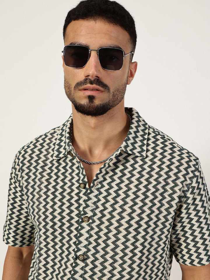 Thomas Scott Men Premium Spread Collar Vertical Striped Cotton Slim Fit Casual Shirt