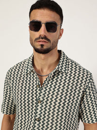 Thomas Scott Men Premium Spread Collar Vertical Striped Cotton Slim Fit Casual Shirt