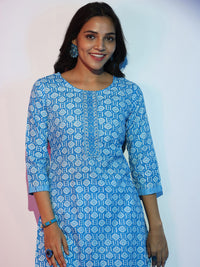 Libas Ethnic Motifs Printed Thread Work Pure Cotton Straight Kurta With Trousers & Dupatta