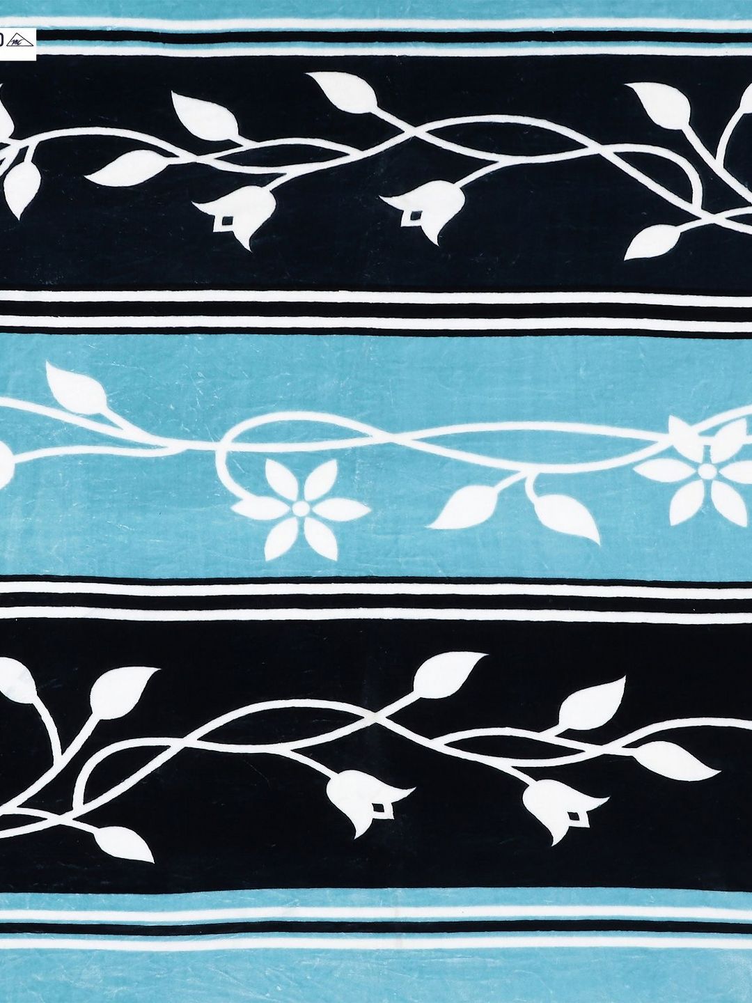 Monte Carlo Blue & Black Floral Mild Winter 550 GSM Double Bed Blanket