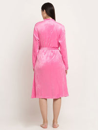 KLOTTHE Light Pink Woolen Bath Robe With Belt
