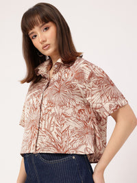 DressBerry Timeless & Versatile Satin Finish Floral Printed Shirt