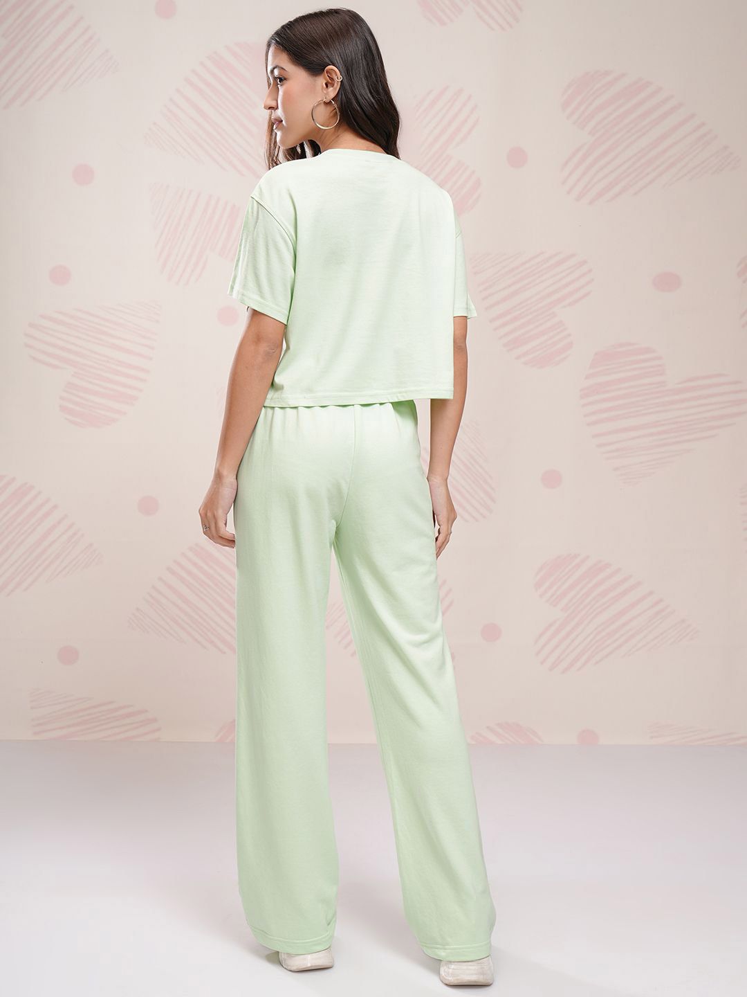 Tokyo Talkies Disney Women Stitch Printed Pure Cotton Boxy Fit T Shirt With Pant Co Ords