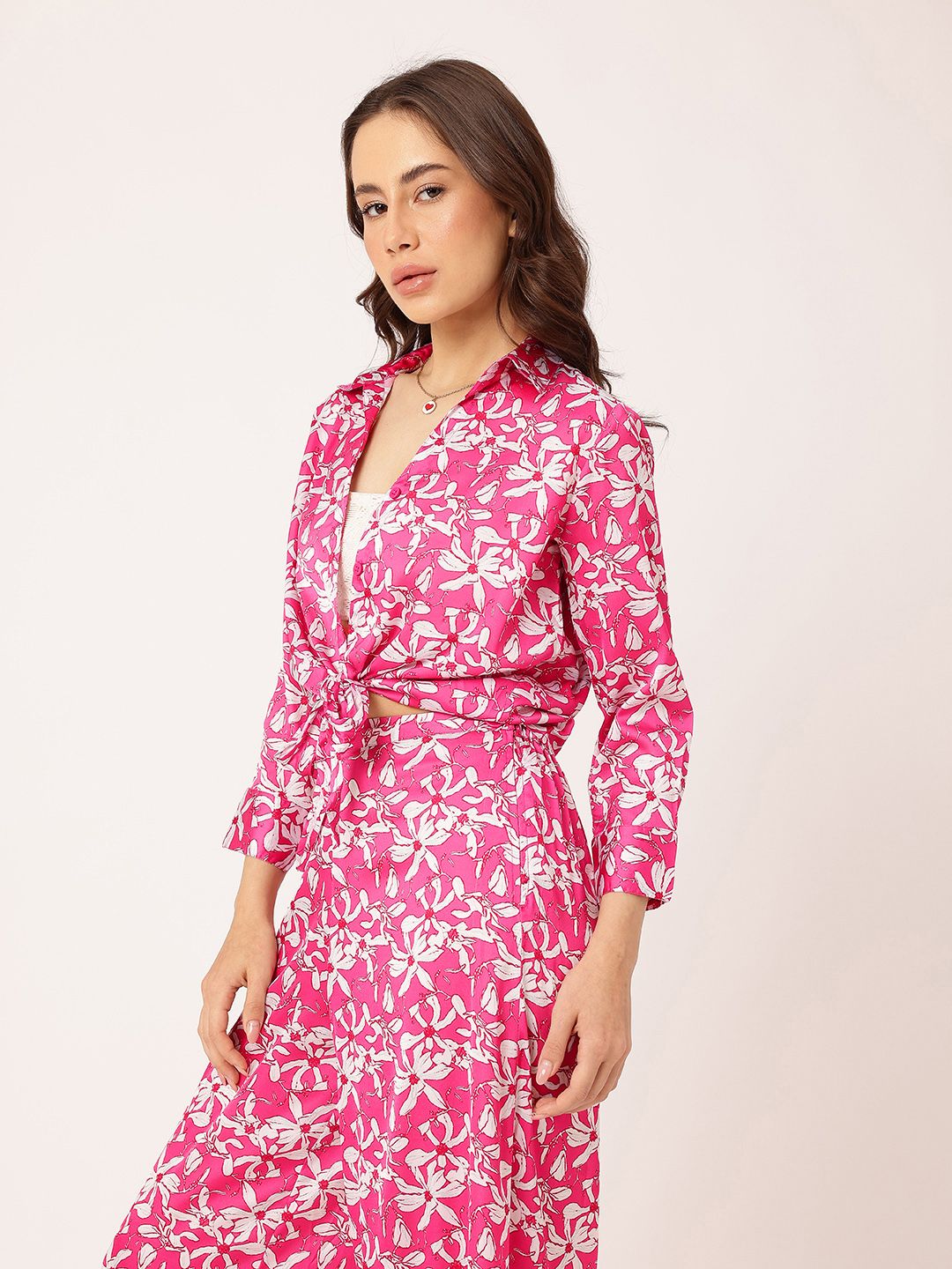 DressBerry Floral Garden Party Tie-Up Hem Shirt