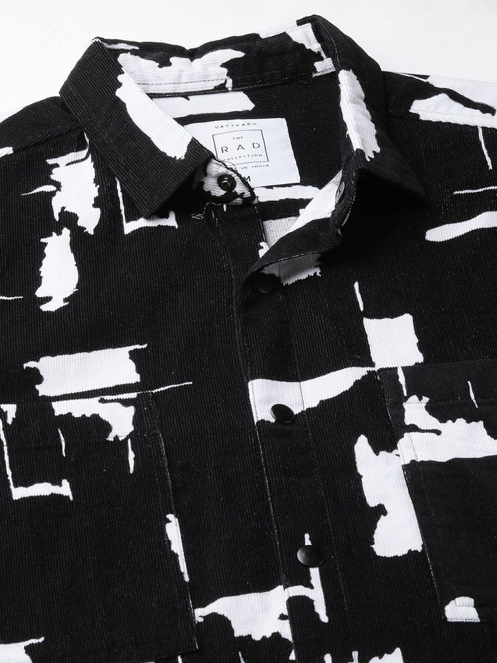VASTRADO Men Classic Spread Collar Abstract Printed Cotton Slim Fit Casual Shirt