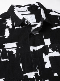 VASTRADO Men Classic Spread Collar Abstract Printed Cotton Slim Fit Casual Shirt