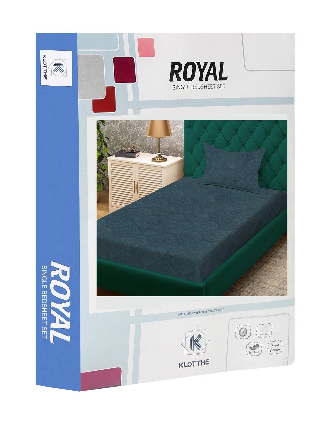 KLOTTHE Bunga Timbul Biru 300 TC Cadar Bujang Dengan Sarung Bantal- 2.25 m x 1.5 m