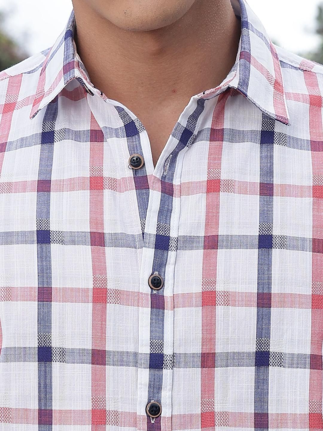 Thomas Scott Men Classic Slim Fit Windowpane Checks Checked Casual Shirt