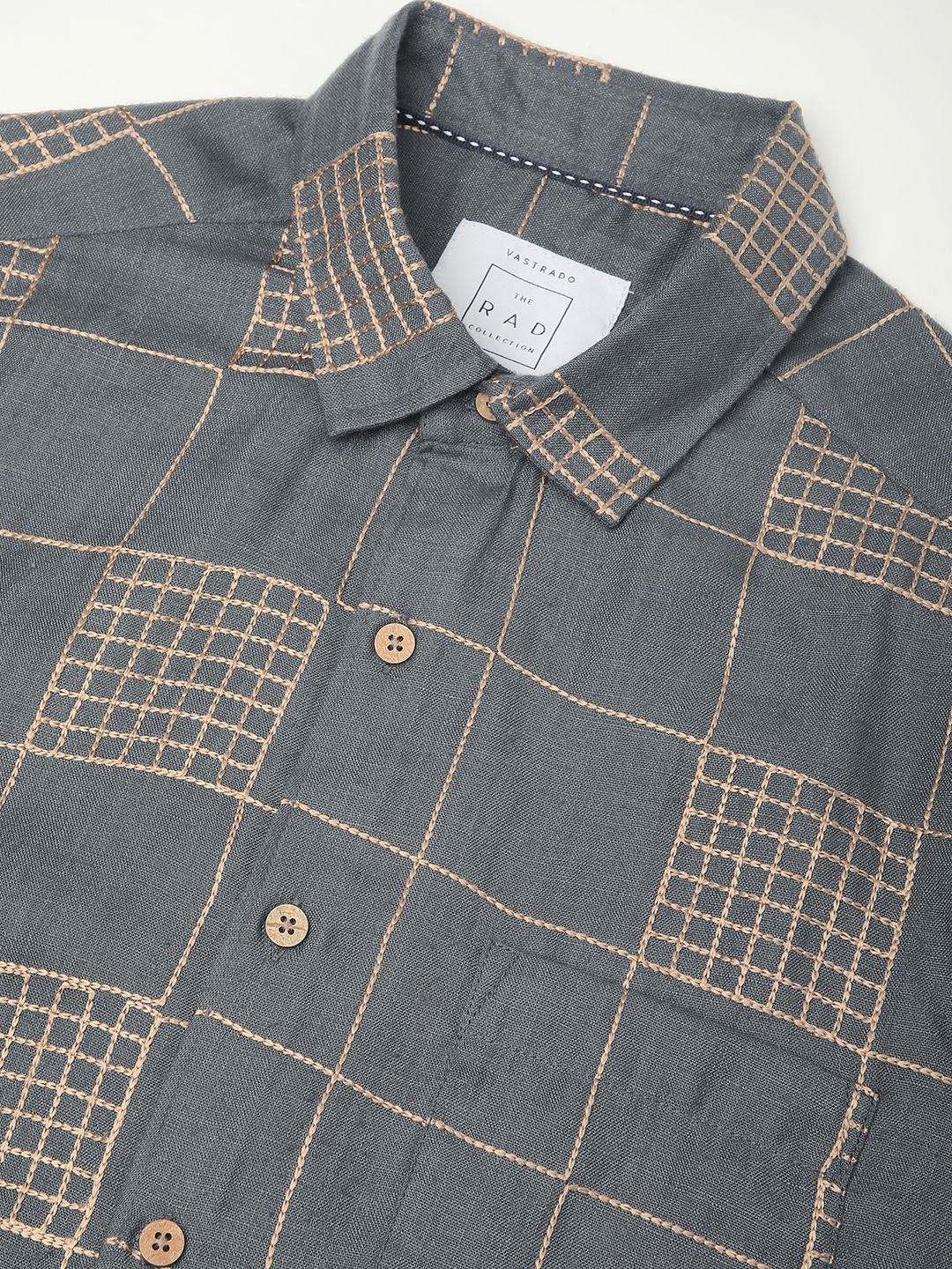 VASTRADO Men Classic Spread Collar Geometric Printed Cotton Slim Fit Casual Shirt