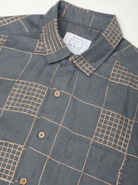 VASTRADO Men Classic Spread Collar Geometric Printed Cotton Slim Fit Casual Shirt