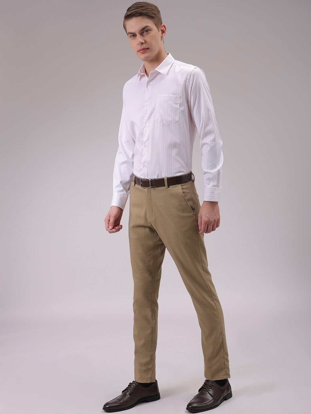 The Indian Garage Co. X Luxe Men Cutaway Collar Vertical Striped Slim Fit Formal Shirt